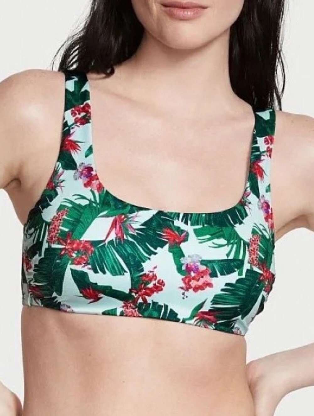 Victoria's Secret Swim Bra Blue Palm Print XS NWT